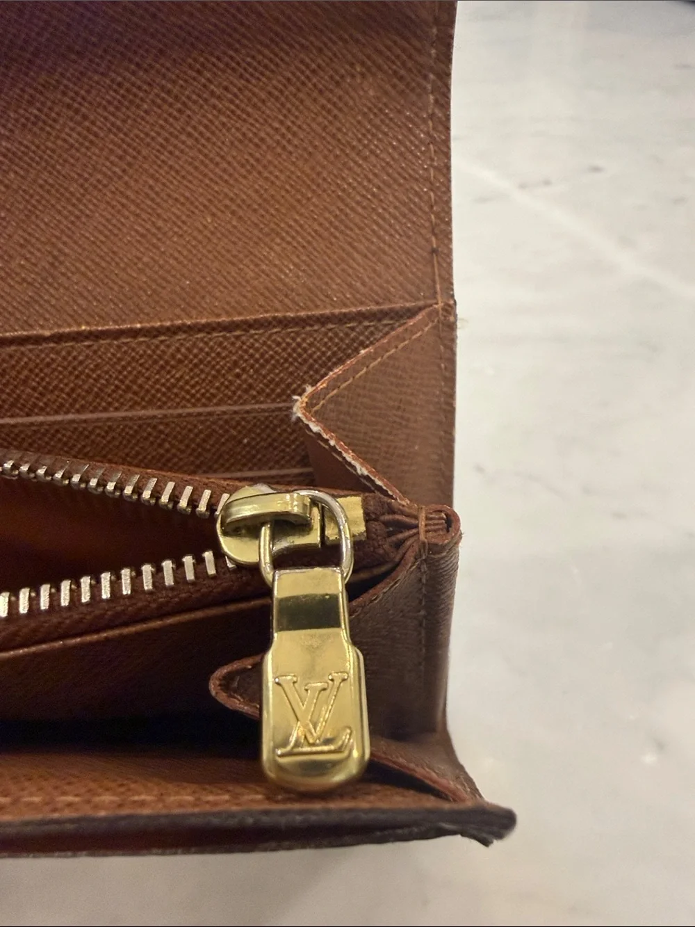 Louis Vuitton Monogram Canvas Continental Wallet in Brown with Gold Hardware